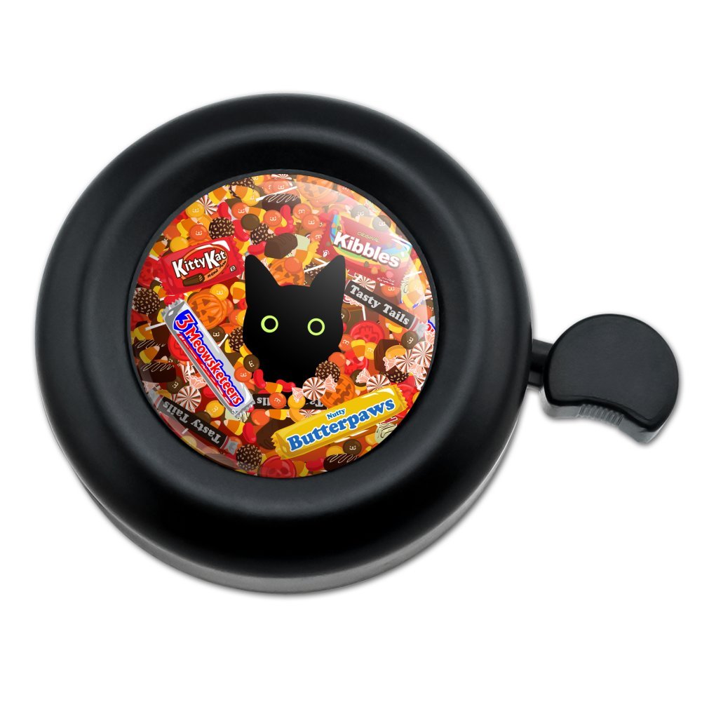Halloween Black Cat Hiding in Candy Bicycle Handlebar Bike Bell