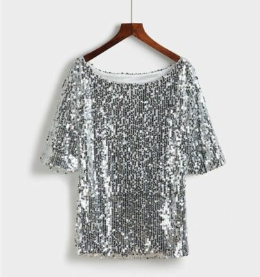 ladies silver sparkle top