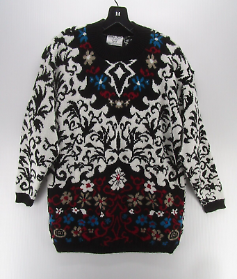 VINTAGE College Point Sweater Women Large Black White VINTAGE College Point Sweater Women Large Black White