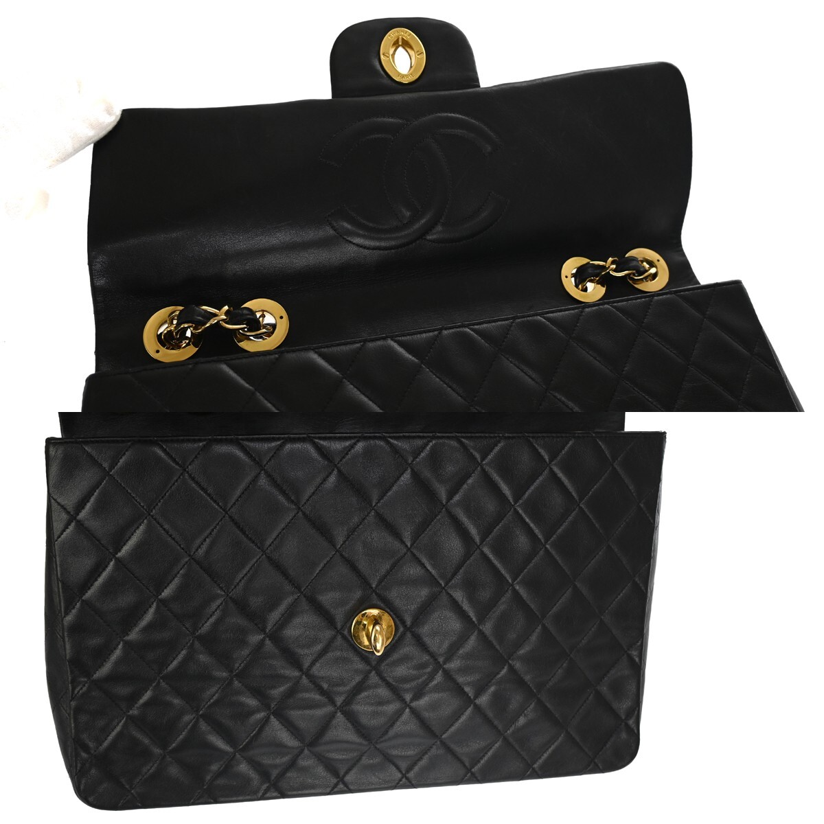 CHANEL CC Maxi Jumbo Matelasse 34 Chain Shoulder Bag Leather