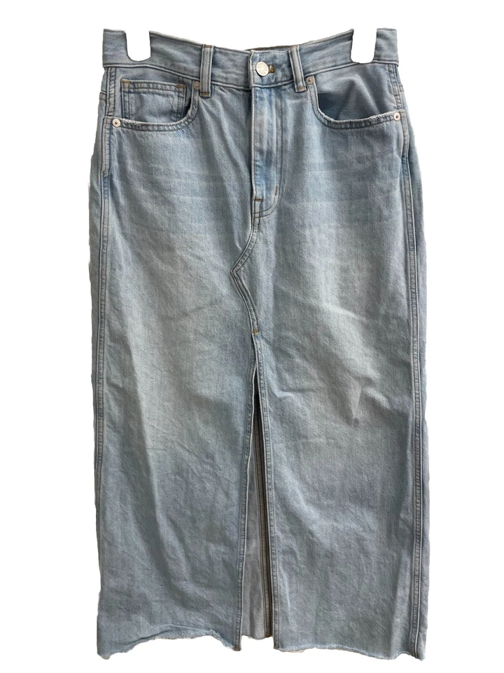 Madewell Womens The Rilee Denim Midi Skirt fitzgerald Wash Sz 25 100% Cotton - Изображение 2 из 4