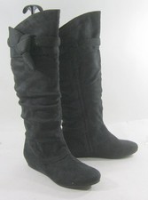 NEW LADIES Black 1.5"Hidden Wedge Heel Knee Boots WOMEN Size 10