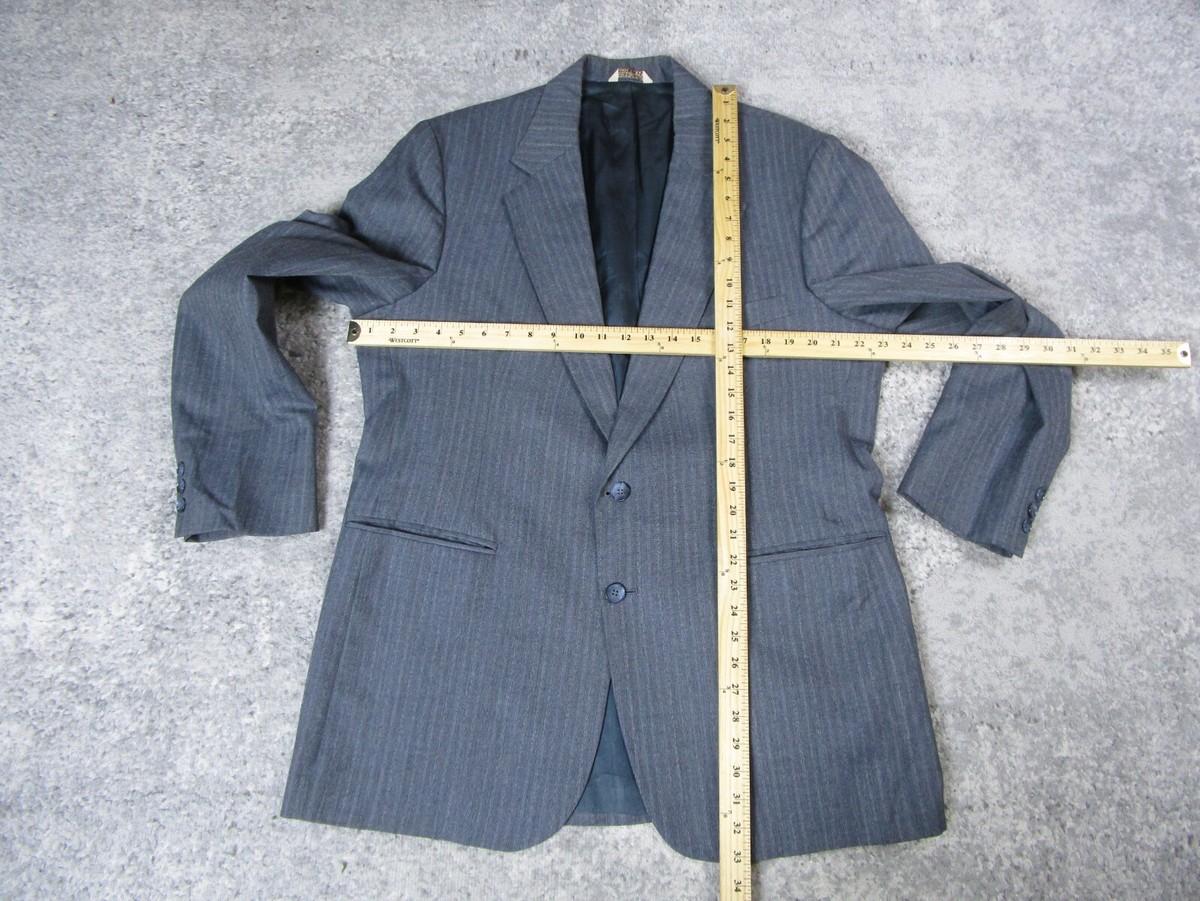 Wall Street Collection Blazer Men 44L Gray Striped Sport Wall Street Collection Blazer Men 44L Gray Striped Sport