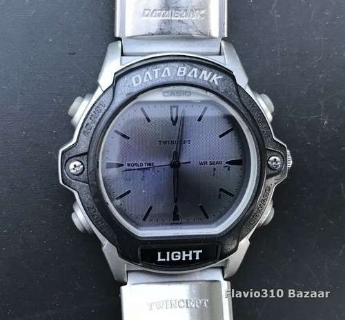 Unique CASIO Twincept Data Bank ABX-23 (2358) Korea Y 33mm Watch - New Battery - Picture 1 of 8