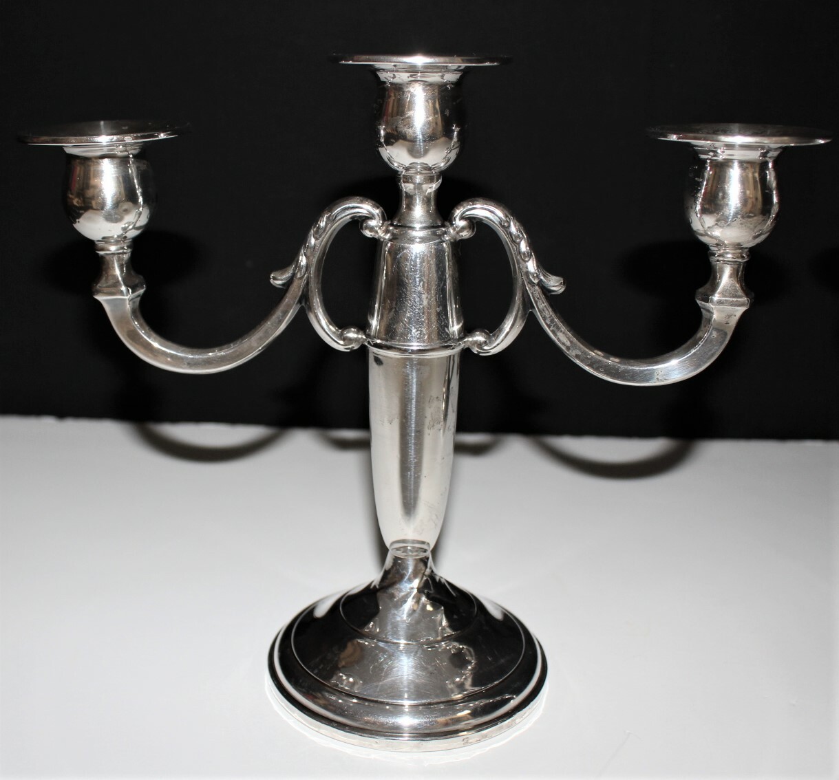 Pair of Fisher Silversmith Weighted Sterling 3 Light Candelabra Candle