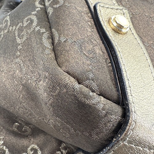 GUCCI Tote Hand Bag Abbey Canvas Shoulder Brown Gold Authentic - Picture 9 of 24