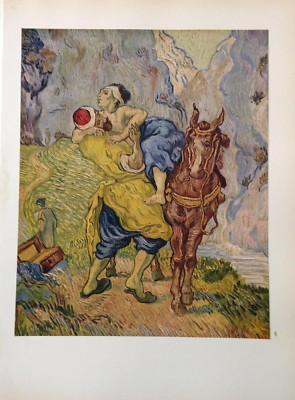 1950 Vintage Full Color Art Plate ''GOOD SAMARITAN (DELACROIX)'' VAN GOGH Litho