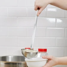 (ONE) SOUP LADLE 8 Oz S/S ROUND ATTACHED BOWL COMMERCIAL TWO-PIECE CONSTRUCTION