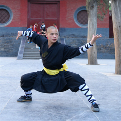 New Shaolin Warrior Monk Kung Fu Suit Martial Arts Wing Chun Black Uniform 