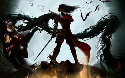 Anime alucard hellsing vampires dracula gun red eyes Playmat Gaming Mat Desk