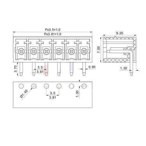 KF2EDGK 3.81mm Pitch 2/3/4/5/8/9/10/12 Pin PCB Terminal Block Screw Connector - Picture 4 of 6