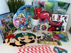 Super Mario Theme Birthday Party Supplies 177 Pc Dinner Ware,Decor, & Supply Bag