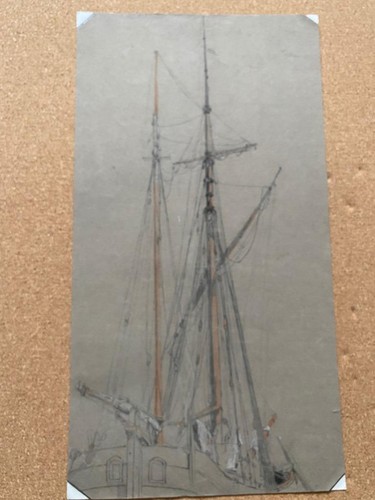 SHIPS MAST & RIGGING PENCIL DRAWING WITH HIGHLIGHTS - Picture 2 of 2