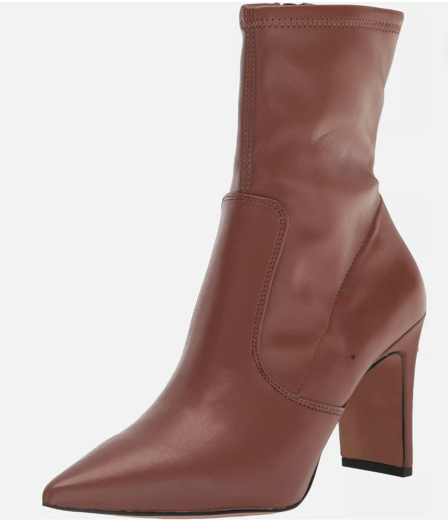 Franco Sarto Women's Avana Faux Leather Pointed Toe Ankle Boots Brown 9M