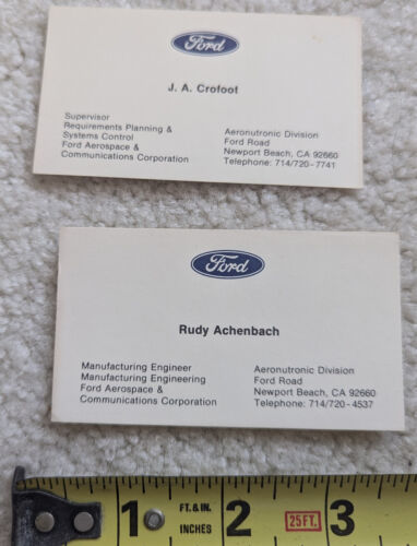 2 new 1980 ford aerospace business card newport beach ca crofoot aeronautical