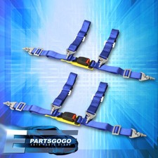 Universal 2x Blue 4-point 2 Nylon Strap Buckle Racing Seat Belt Harness Pair Universal 2x Blue 4-point 2 Nylon Strap Buckle Racing Seat Belt Harness Pair