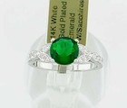 LAB  1.60 Cts EMERALD & WHITE SAPPHIRE RING 14K WHITE GOLD PLATED - New with Tag — photo 3