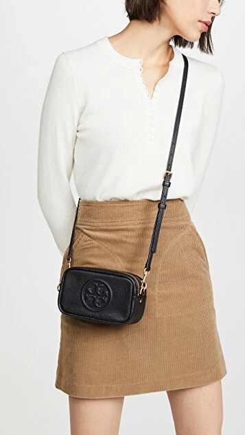 NWT Tory Burch Women Perry Mini N/S Tote Crossbody Bag Black Leather New!!