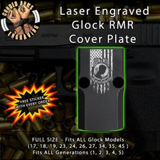 POW/MIA Flag - Laser Engraved RMR Cover Plate for Glock 19 17 23
