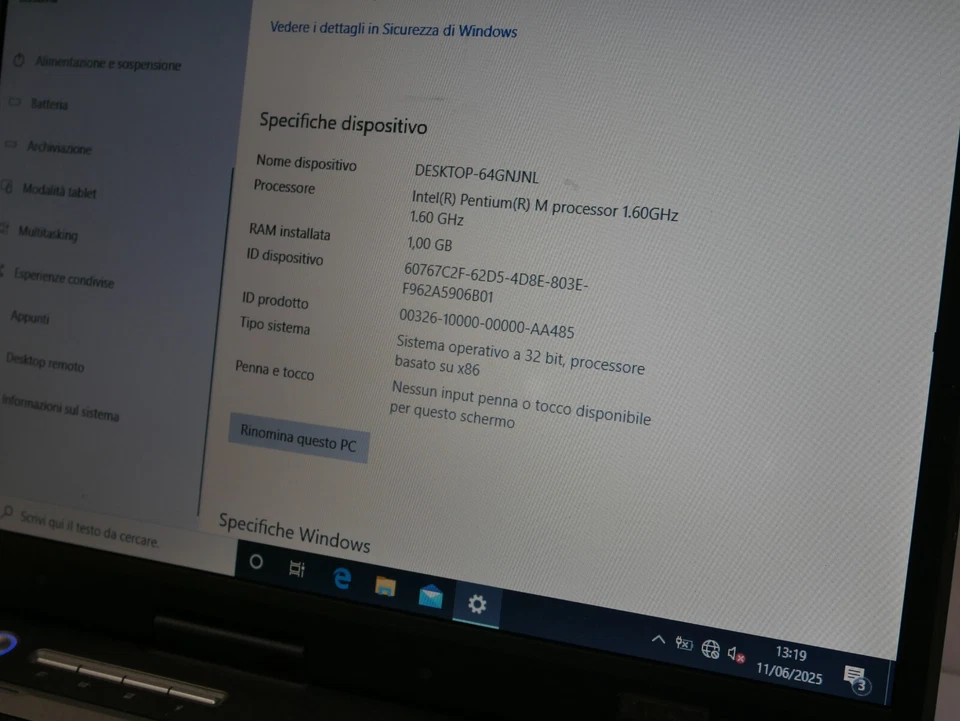 Asus A3E Pentium M 1 GB RAM 60GB HDD Windows 10 - Immagine 2 di 4