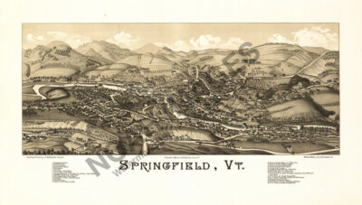 Panoramic Map of Springfield Vermont 16x24