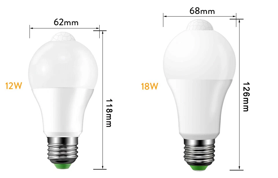 E27 LED Motion Activated Bulb Garden Night Security Lamp 5/7/9/12W/18W 220V 110V - Image 3 of 4
