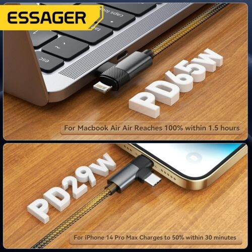 2 In 1 USB C To USB C & 8 Pin USB Cable PD 65W Dual Type C Charging Data Sync - Picture 2 of 7