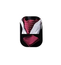 Ascot Ties for Men Paisley Cravat Tie and Pocket Square Set B-maroon Polka Dot