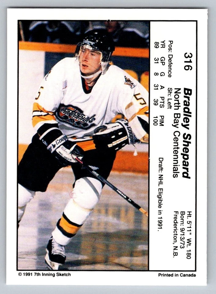 1990-91 7th Inning Sketch OHL - Brad Shepard #316 (RC) - Image 2 of 2