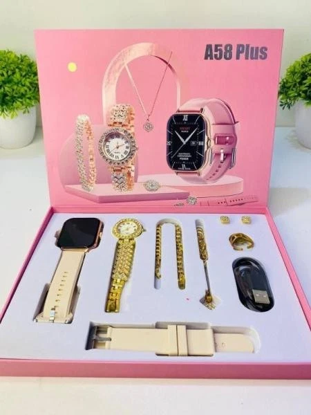 A58 Plus Smart Watch Fitness Tracker Health Quartz Combo Set for Women NIB