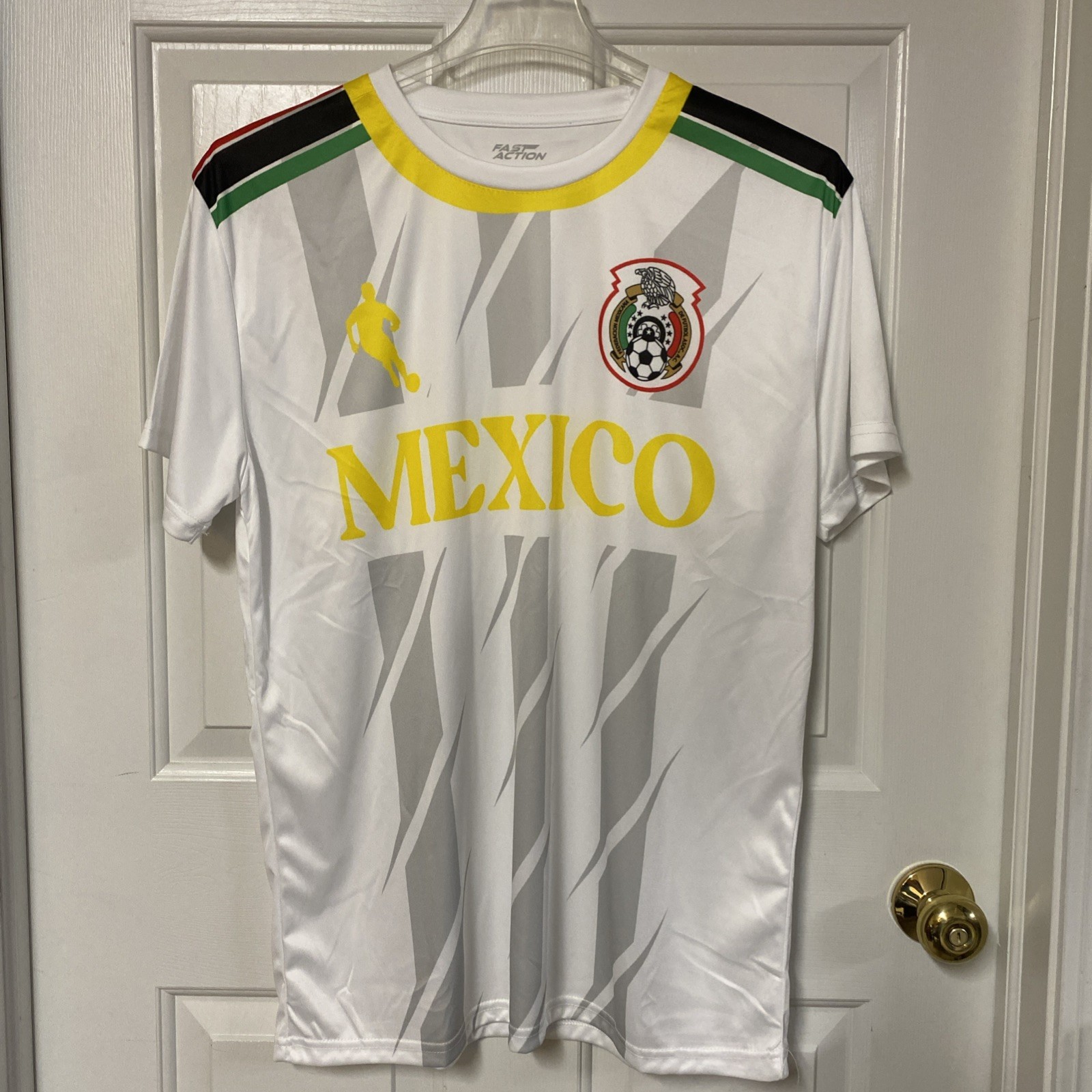Team Mexico Soccer Futbol Jersey Shirt White Fast Action Men’s Size L NEW
