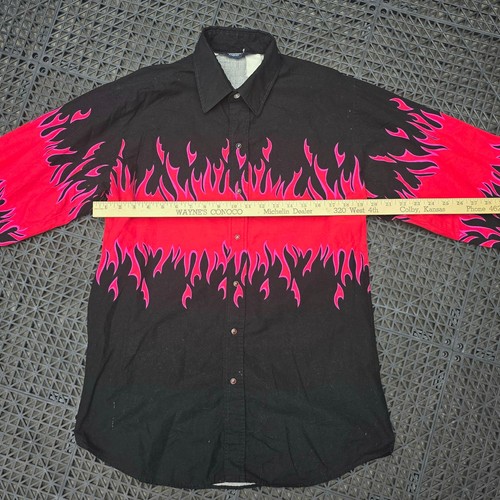 Brooks & Dunn Western Flames Shirt Button Front Panhandle Slim Size 16 1/2 X 35 - Picture 12 of 14