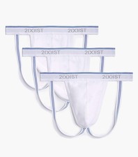 Image of 2(X)IST Cotton Stretch Jock Strap 3-Pack : White
