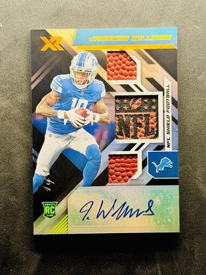 Jameson Williams 1/1 NFL Shield 2022 Panini XR Rookie Triple Swatch Auto #208