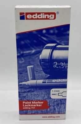Edding 751 Red Paint Marker Box of 10 1-2mm Fine Tip Industrial Markers Paint