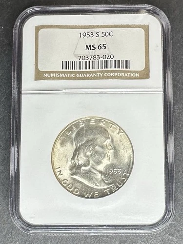 1953-S Franklin Half Dollar NGC MS-65, Buy 3 Items, Get $5 Off!!