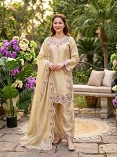 Presenting Designer Silk Kurta Palazzo With Dupatta For Party  Reception Wear