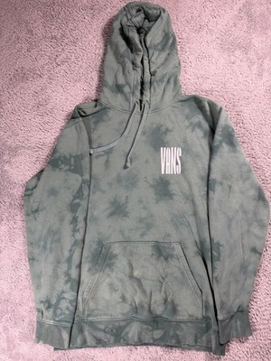 Vans Off The Wall Hoodie Mens Medium Green Tie Dye Graphic Fleece Lined Pullover