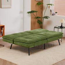 3 Seater Fabirc Sofa Bed Click Clack Living Room Settee Armchair Couches Green