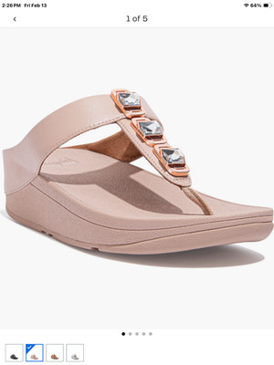 FITFLOP FINO CRYSTAL LOCK TOE POST EMBELLISHED SANDALS ALL BEIGE SIZE 9