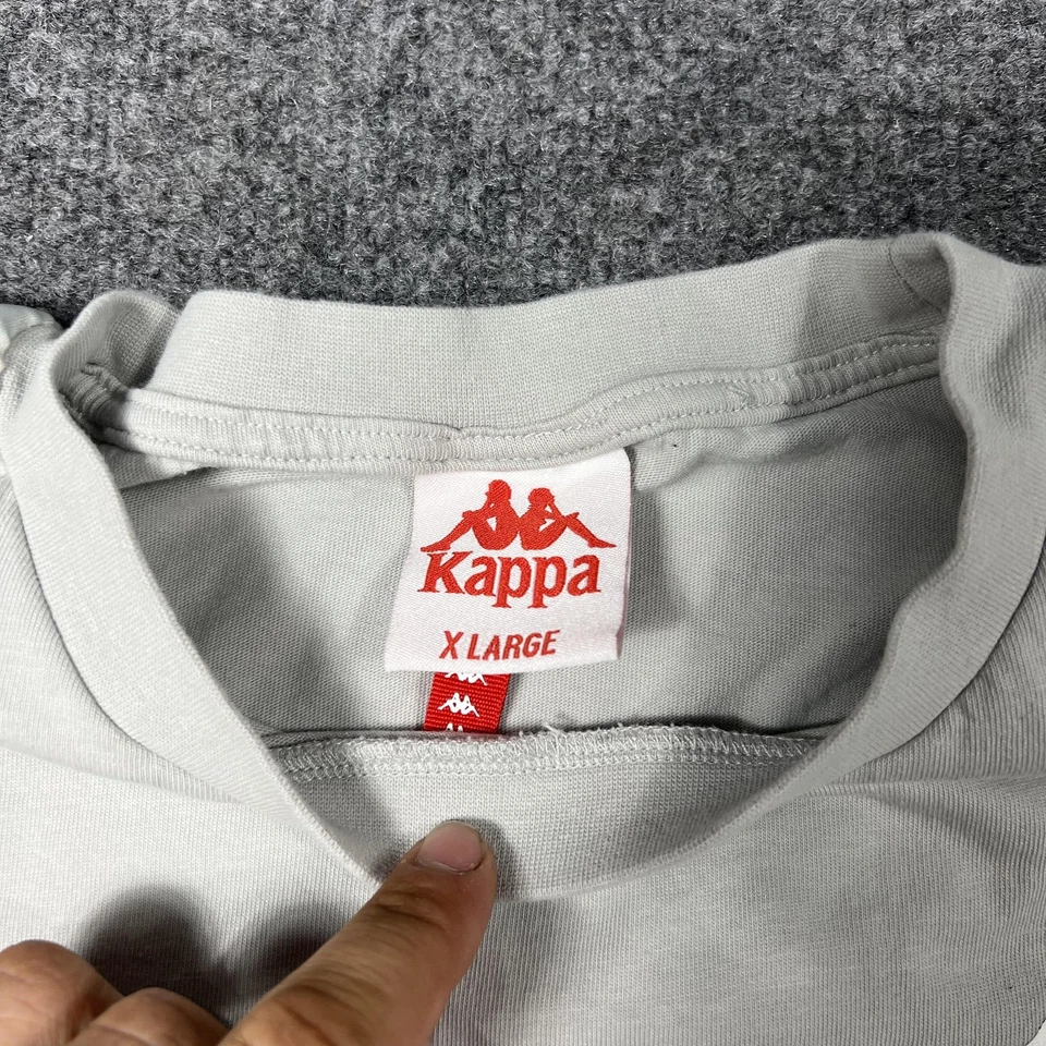 Camisa Kappa Para Hombres XL Gris Manga Larga Logo Grabado Cuello Redondo Ropa de Calle Ropa Deportiva Foto 2 de 4