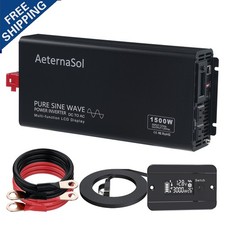 1500W Pure Sine Wave Inverter 12V to 120V AC Power Supply Camp Motor RV Car Home