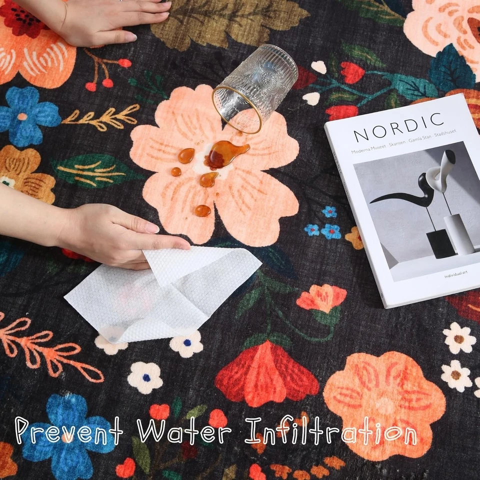 Alfombra Corredor Lavable Antideslizante 2'x6' Respaldo de Goma Alfombra Floral Suave para Cocina Foto 2 de 4