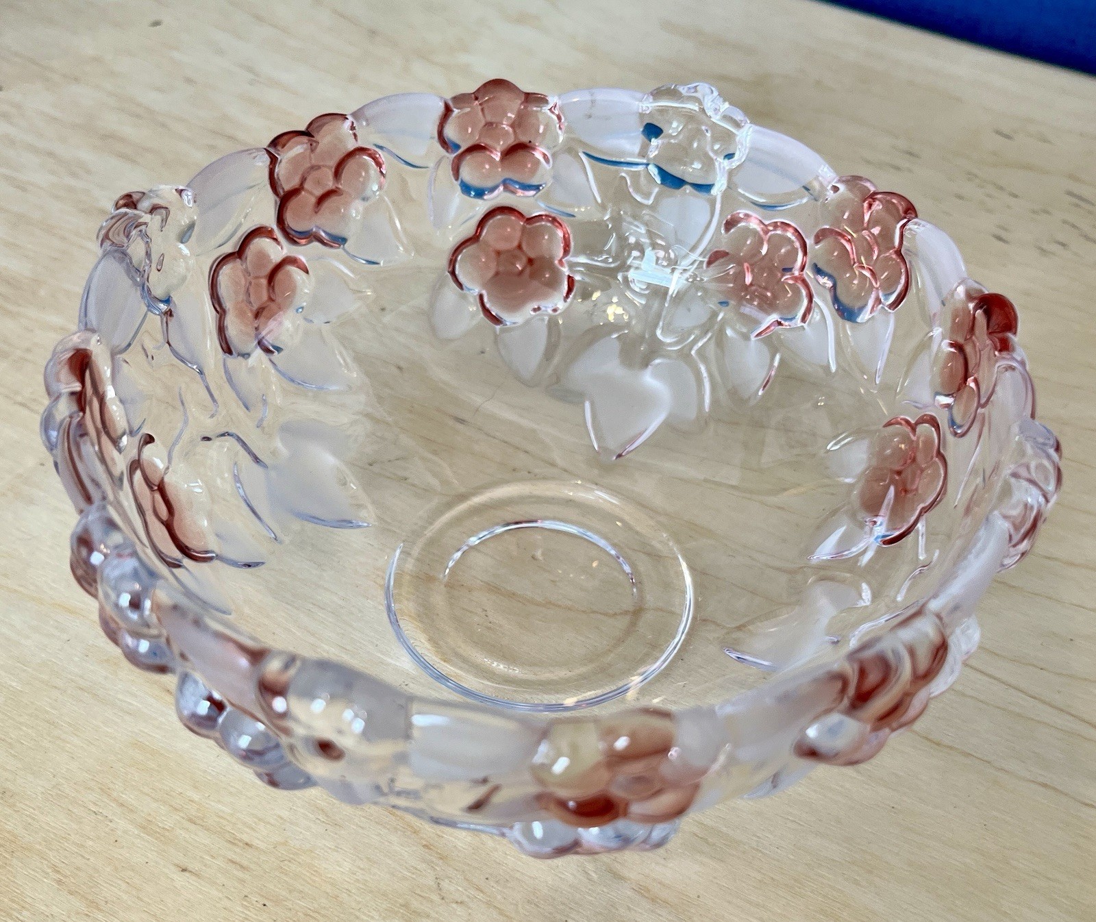 Walther Glass Carmen Rose Crystal Basket & Bowl Set German Floral Glass VGC image 6