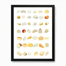 Different Types Of Cheese Art Print Framed Wall Art Poster Canvas Print Picture