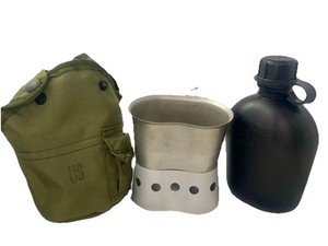 US 4pc Canteen + Cup + Stove + Pouch Kit Survival Bushcraft ALICE Cover