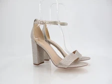 Sam Edelman Womens Yaro Sandals Ankle Strap Block Heel Gold Shimmer Size 10 Prom