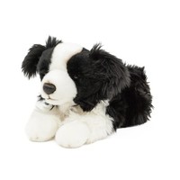 Kuscheltier Hund Border Collie 30 Cm Liegend Schwarz/Weiß PlüSchhund