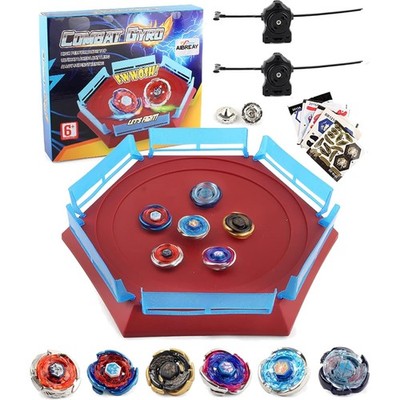 Battle Top Stadium Set with 6 Metal Fusion Spins 2 Launchers Arena Kids Toys