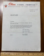 Vintage 1950 letterhead Chase Candy Co fine candy St Louis MO